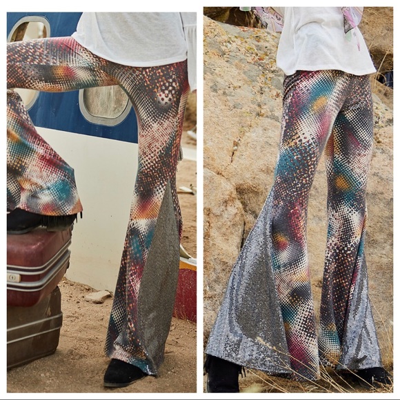 Boho gypsy chic multi color flare bell pants - Picture 7 of 7